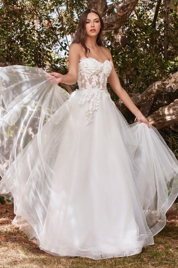 Strapless a line lace clearance wedding dress