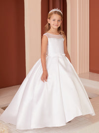 Sweetheart Neckline with Rhinestones for Kids with train