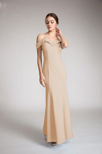 Off the Shoulder Long Bridesmaids Dress - Moda FormalwearDressesFiesta Fashion